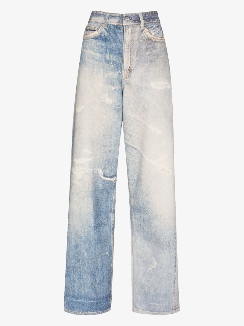 Blue Full Cut Distressed Jeans