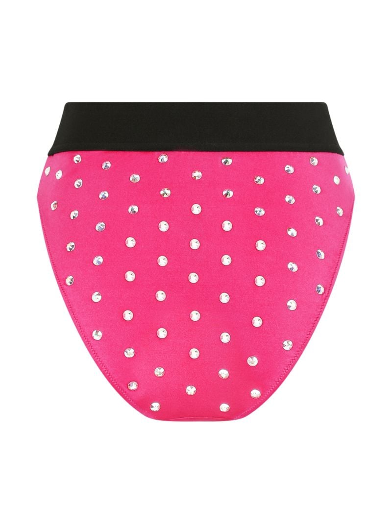 Pink Crystal Embellished High-waisted Briefs