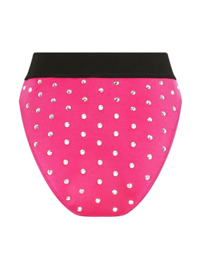 Pink Crystal Embellished High-waisted Briefs