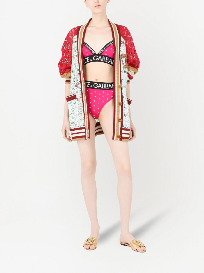Pink Crystal Embellished High-waisted Briefs