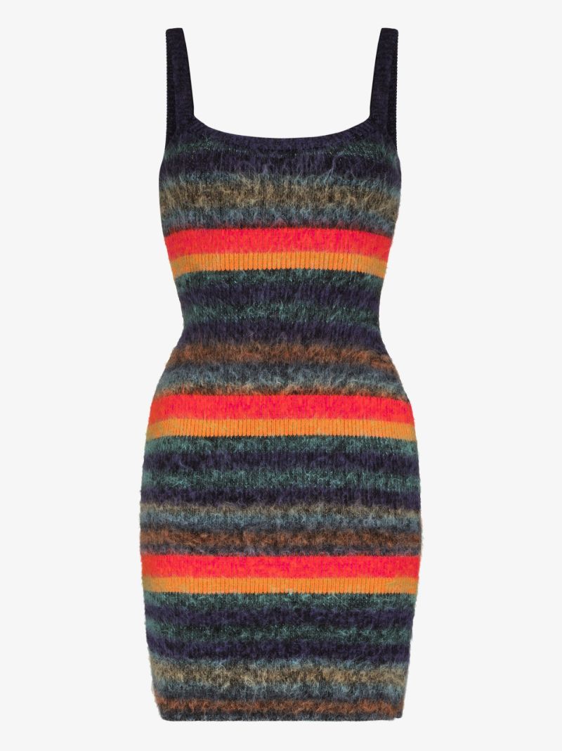 Striped Brushed Knit Mini Dress