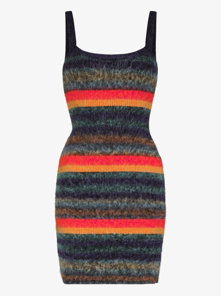 Striped Brushed Knit Mini Dress
