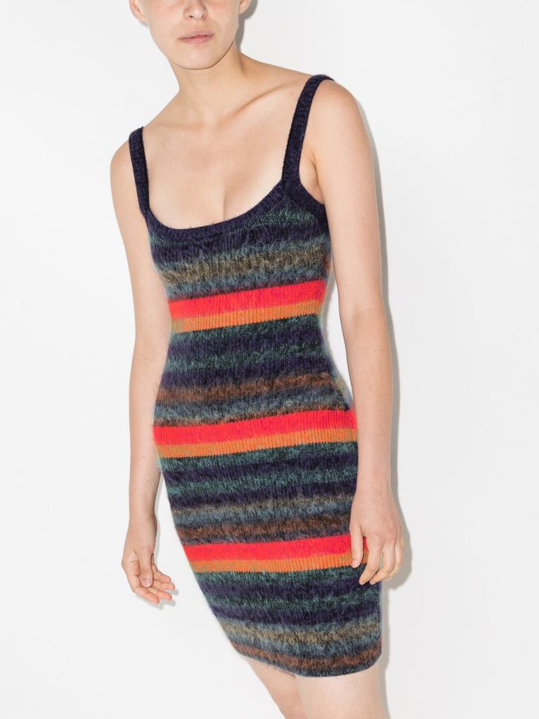 Striped Brushed Knit Mini Dress