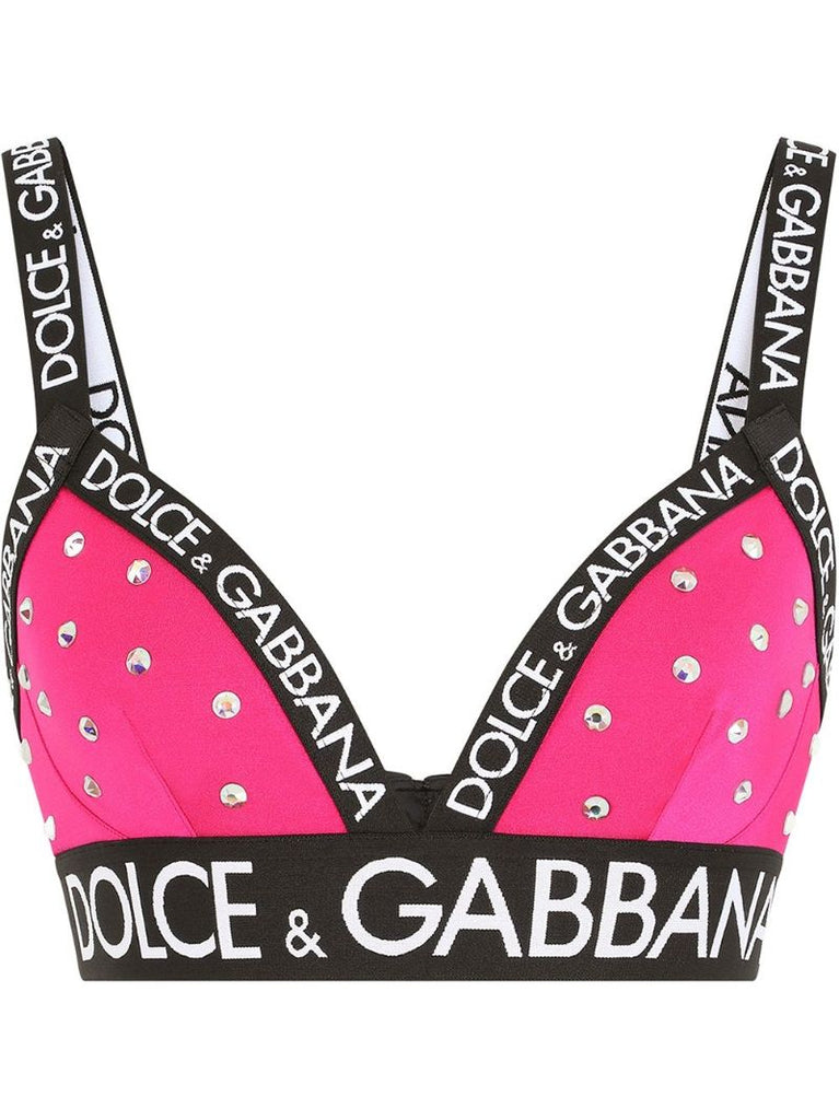 Pink Crystal Embellished Triangle Bra