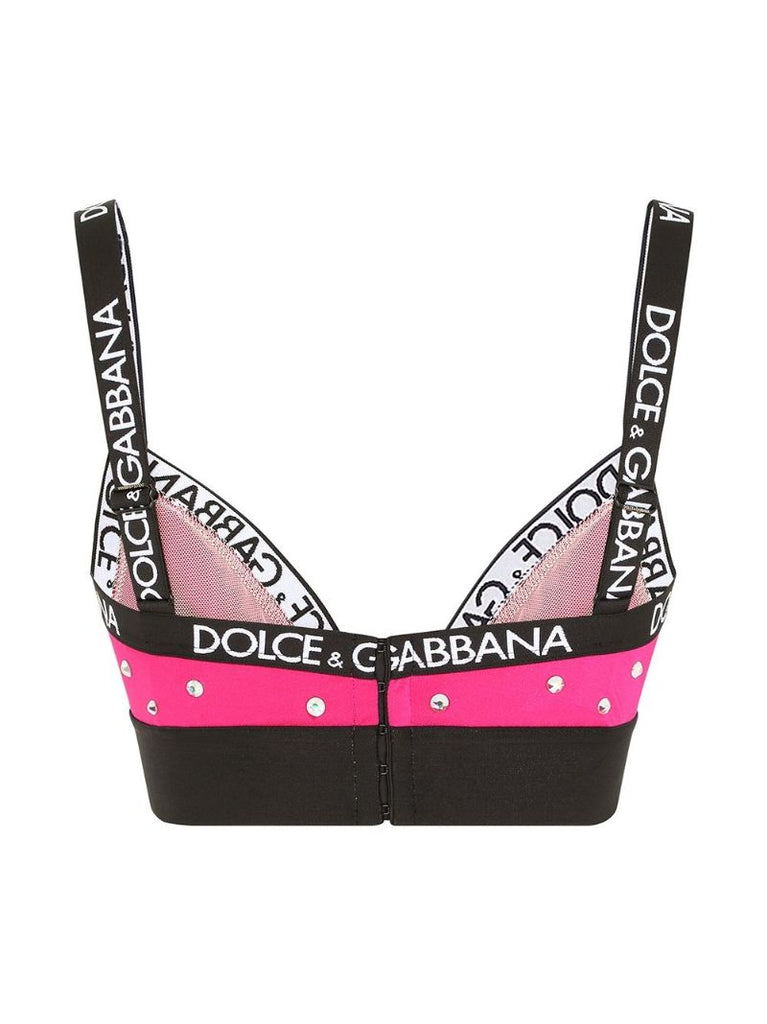 Pink Crystal Embellished Triangle Bra