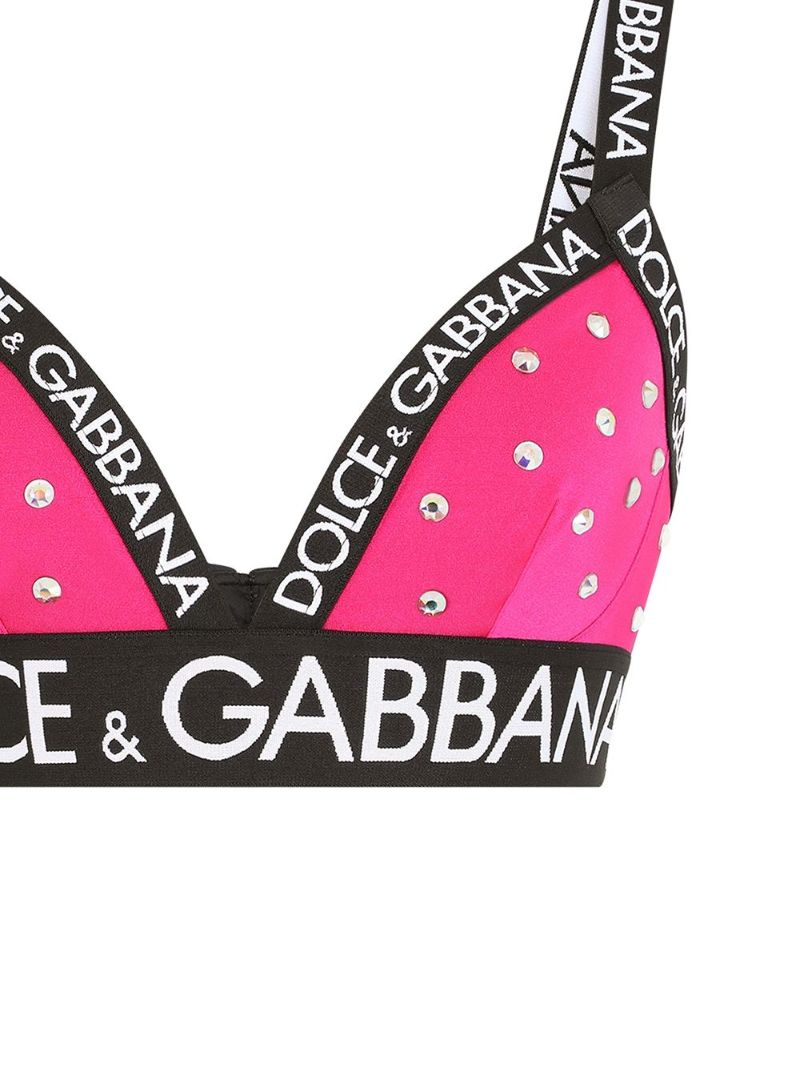 Pink Crystal Embellished Triangle Bra