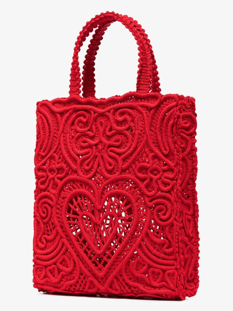 Red Beatrice Crocheted Tote Bag