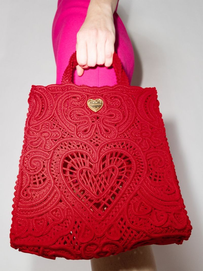 Red Beatrice Crocheted Tote Bag