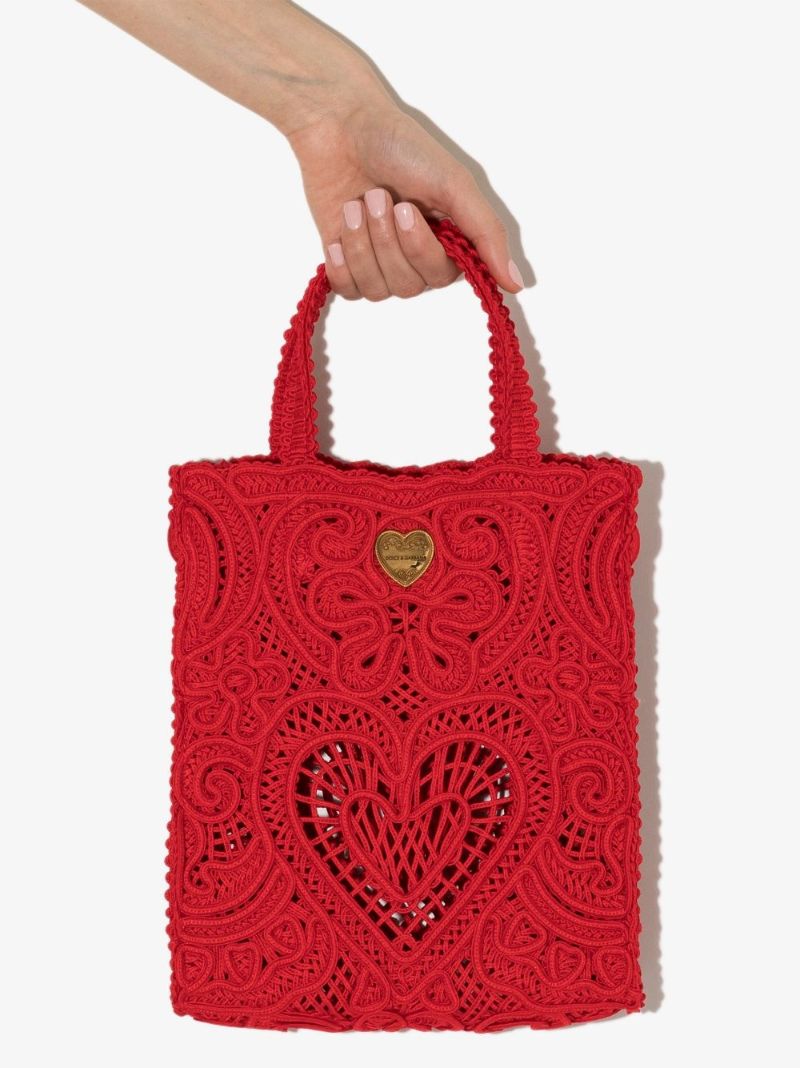 Red Beatrice Crocheted Tote Bag