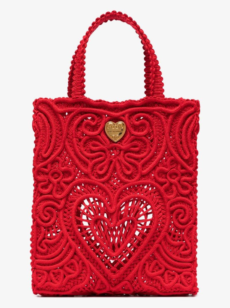 Red Beatrice Crocheted Tote Bag