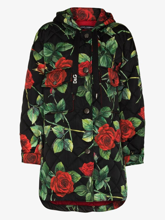 Quilted Floral Print Padded Jacket