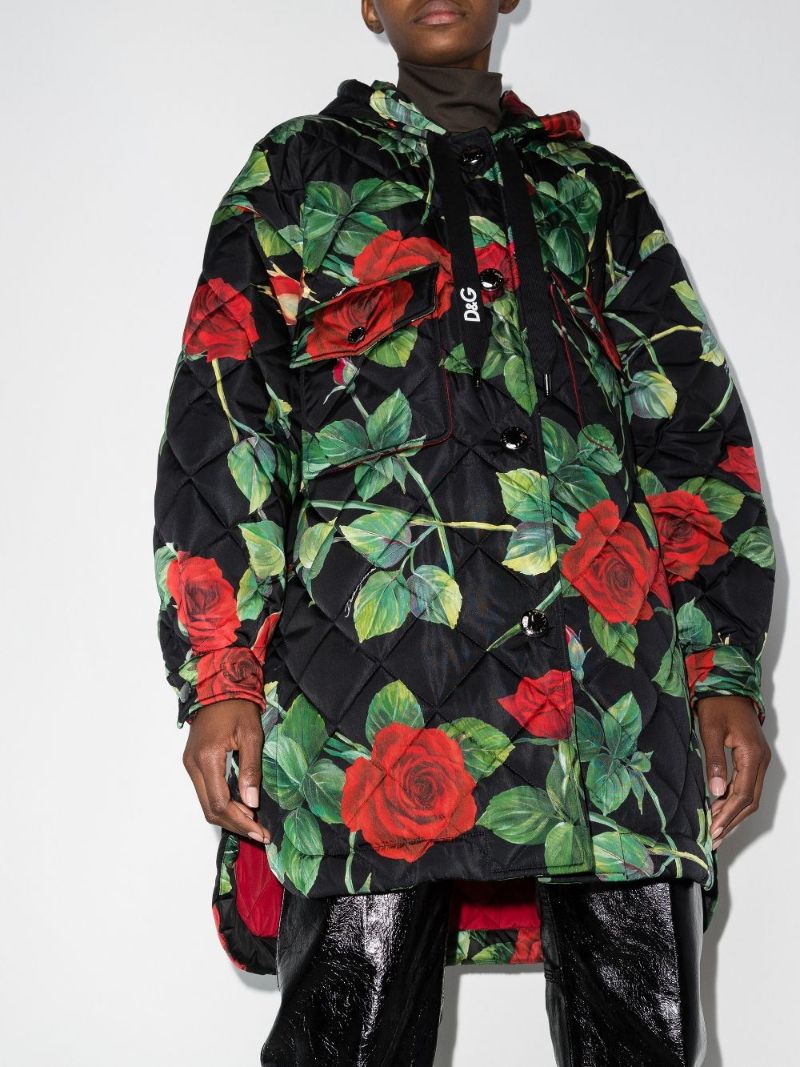 Quilted Floral Print Padded Jacket