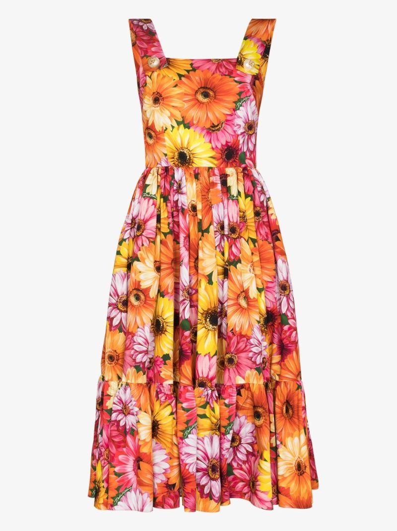Floral-print Flared Dress