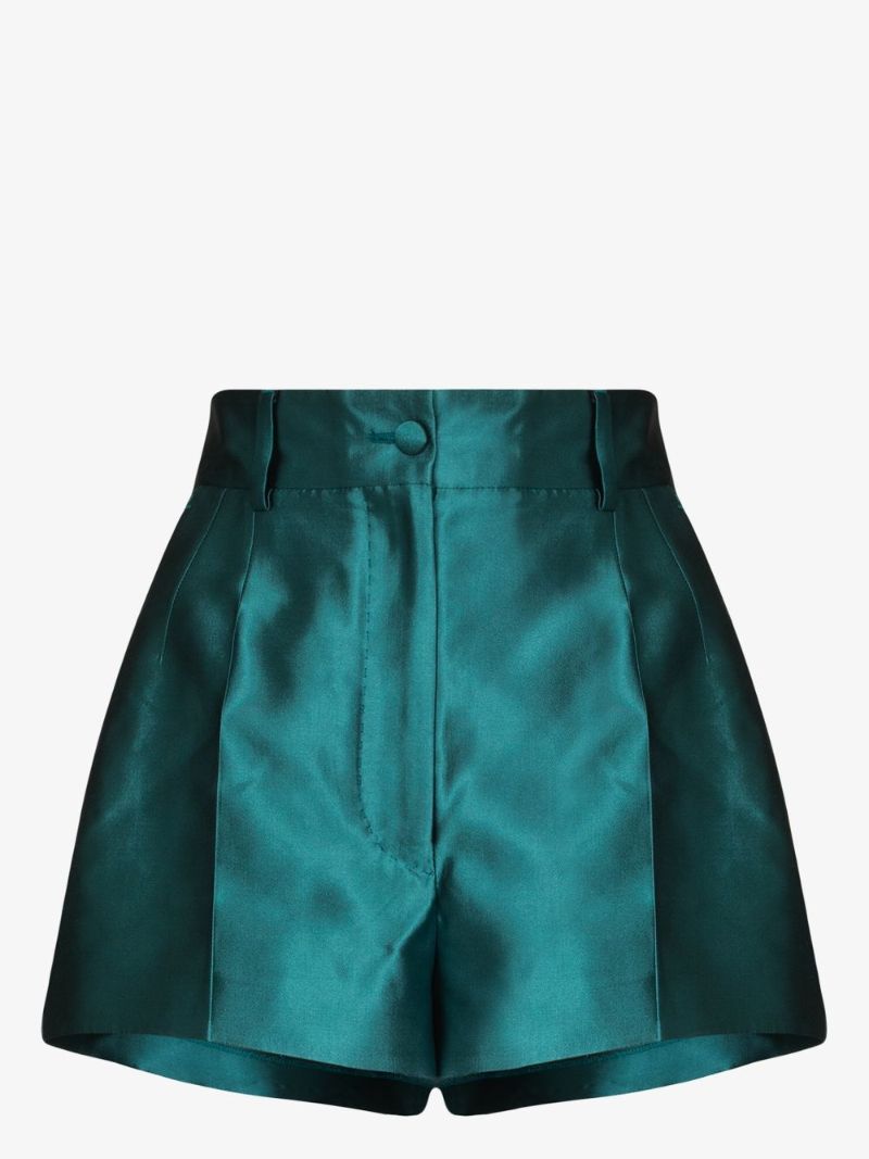 High Waist Tailored Silk Shorts