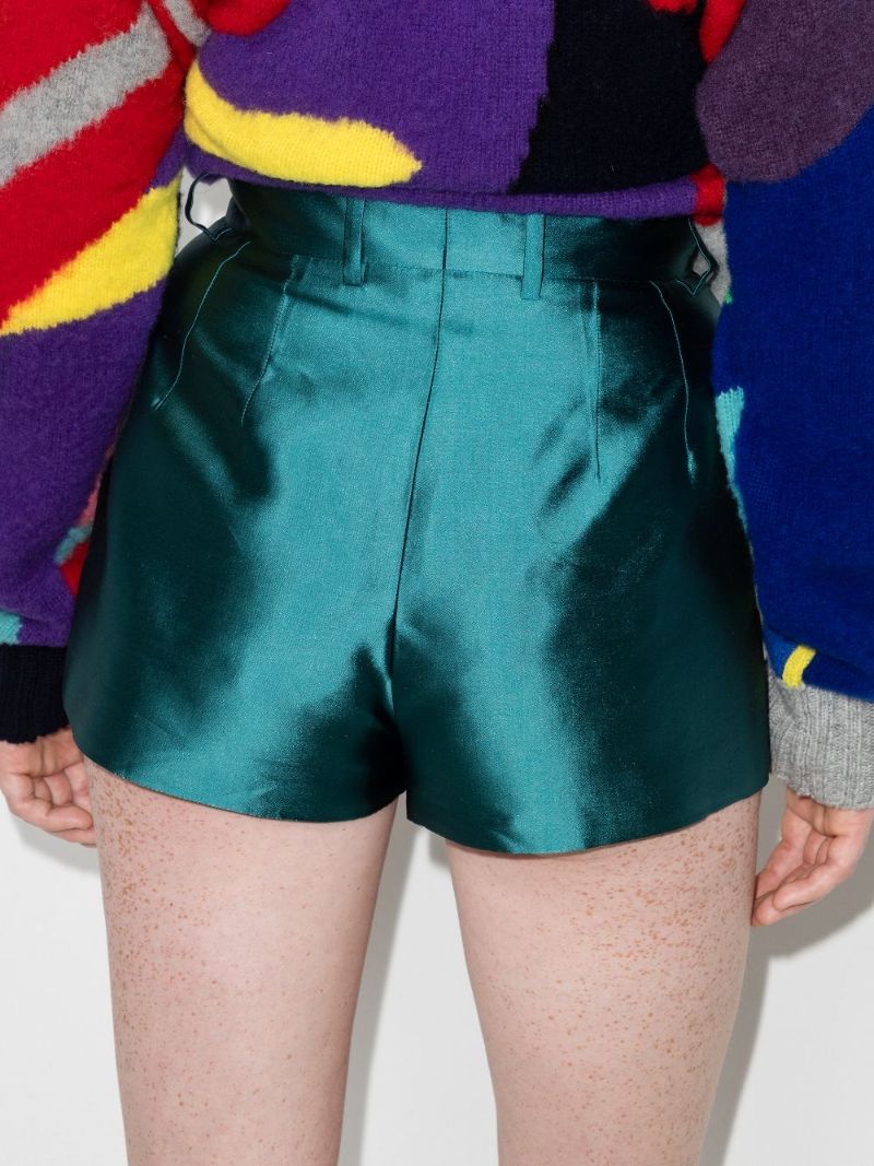 High Waist Tailored Silk Shorts