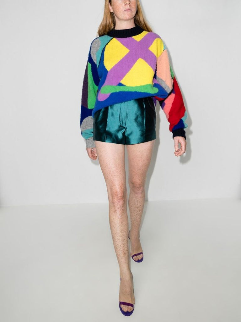 High Waist Tailored Silk Shorts