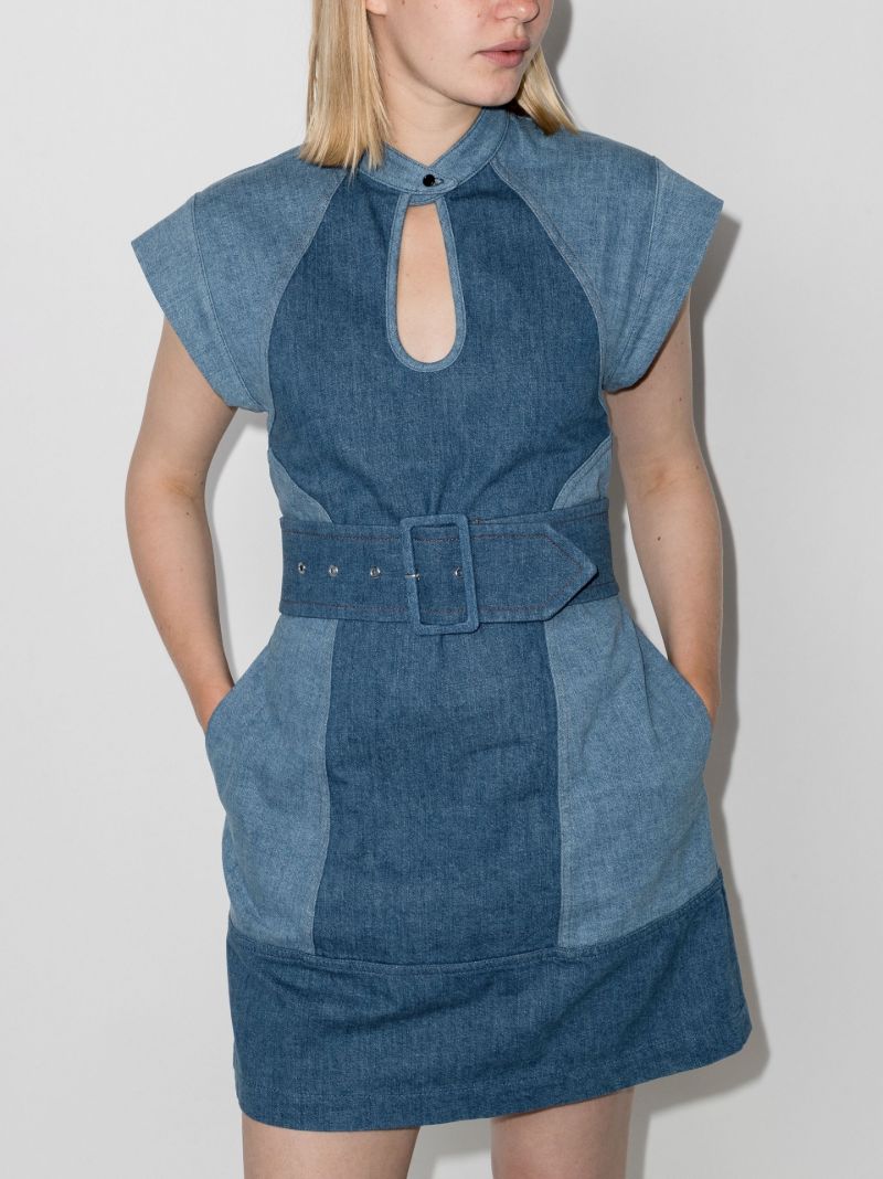 Keyhole Cap Sleeve Denim Mini Dress