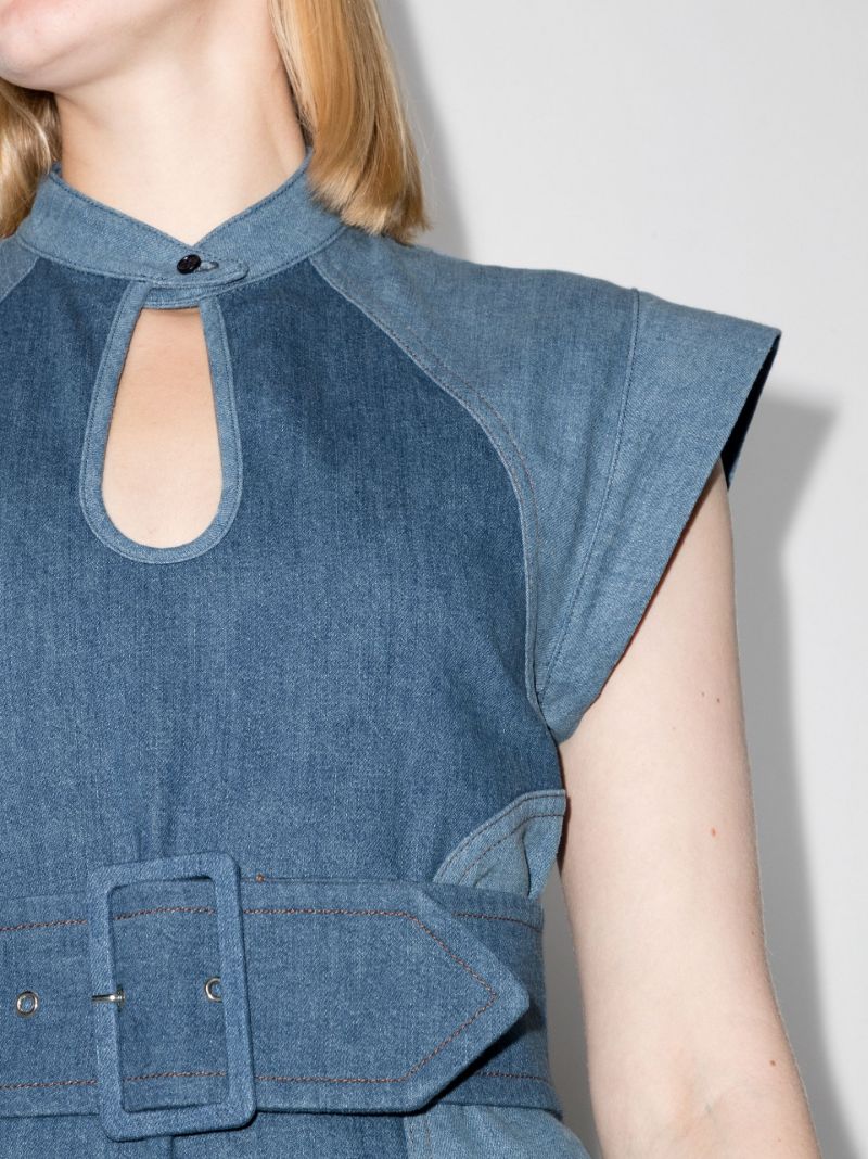 Keyhole Cap Sleeve Denim Mini Dress