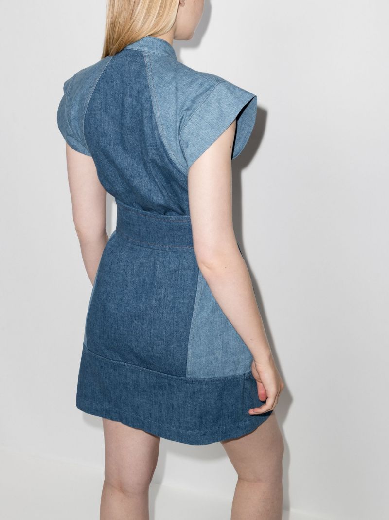 Keyhole Cap Sleeve Denim Mini Dress