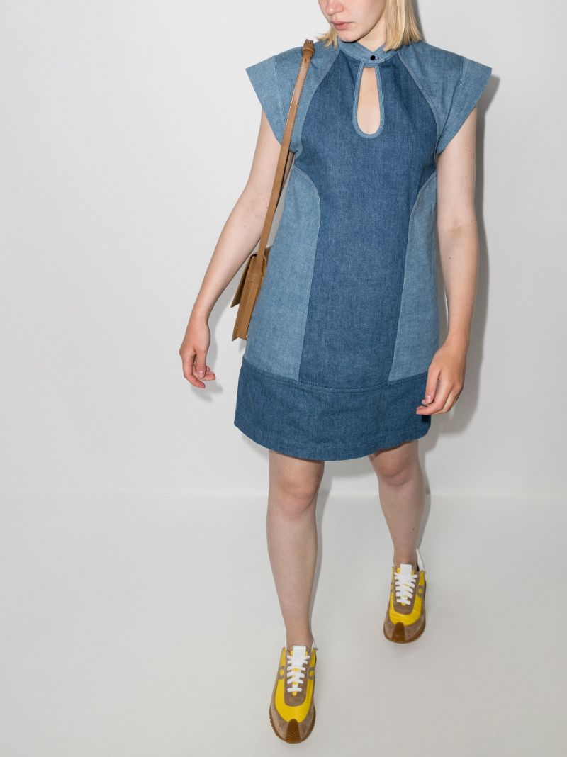 Keyhole Cap Sleeve Denim Mini Dress