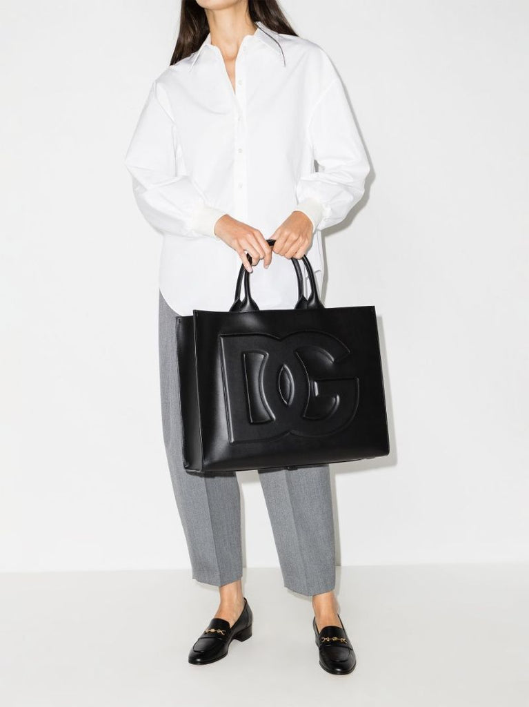 Black Beatrice Large Leather Tote Bag