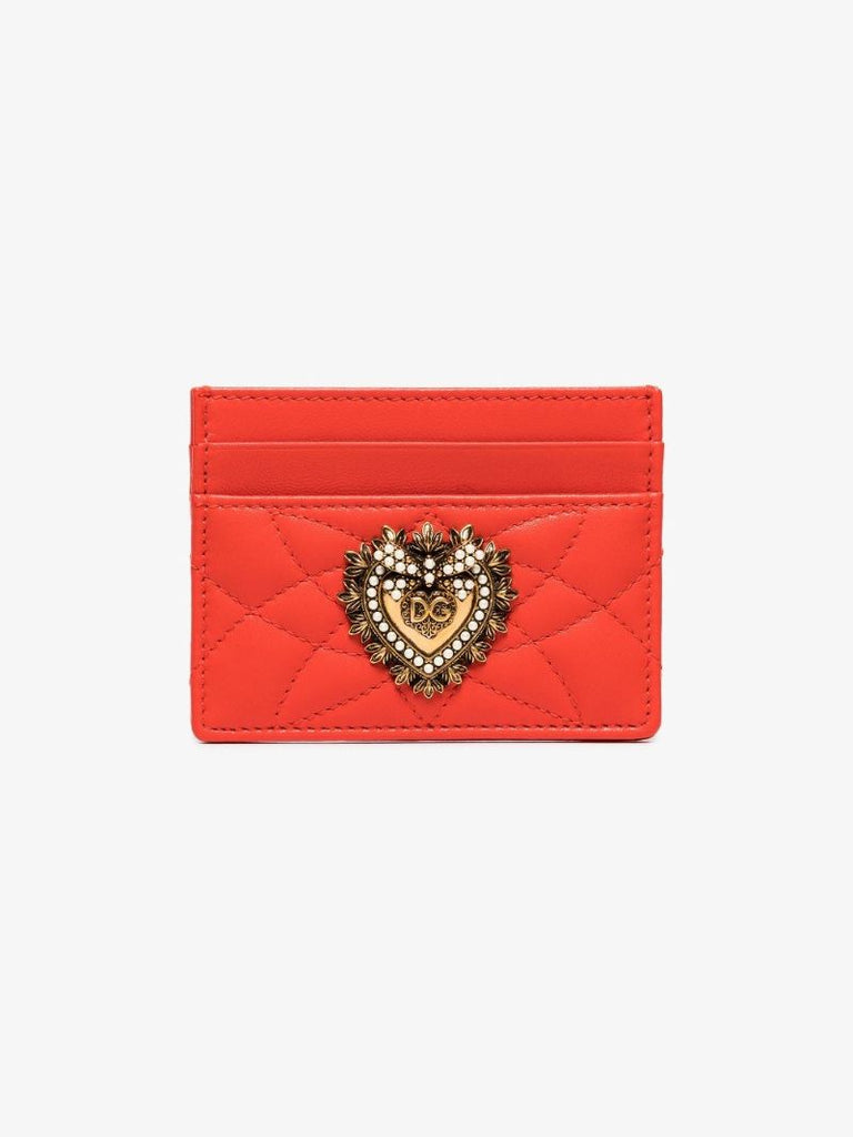Red Devotion Quilted Leather Card Holder