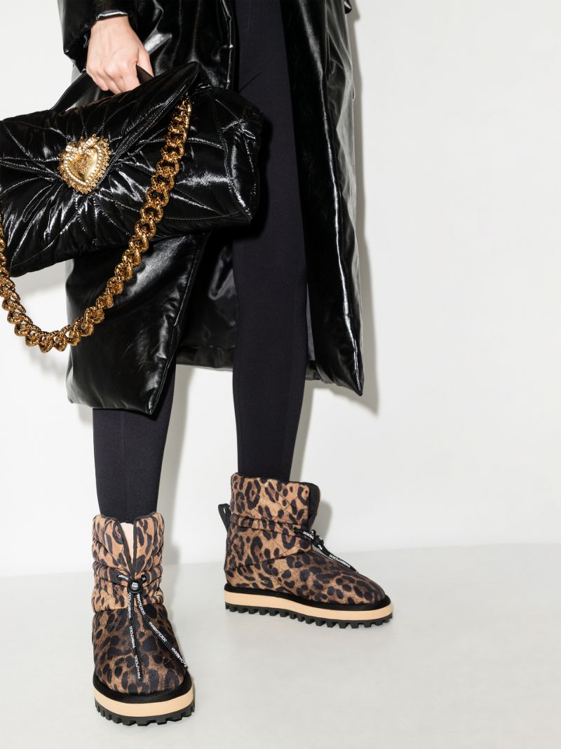 Brown and Black Leopard Snow Boots