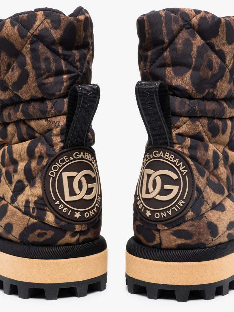 Brown and Black Leopard Snow Boots
