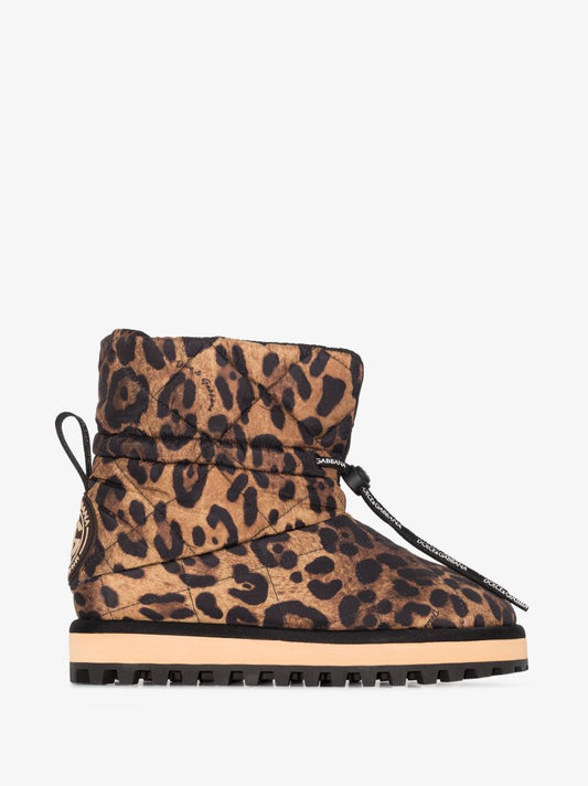 Brown and Black Leopard Snow Boots