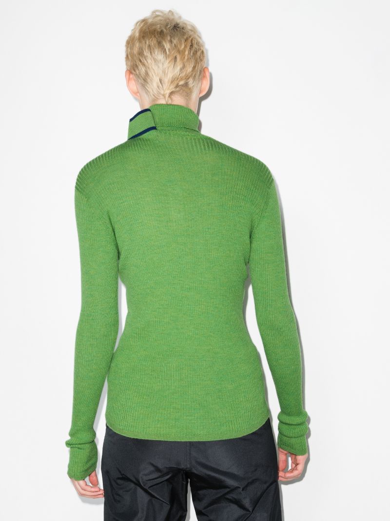 Double Neckline Ribbed Sweater