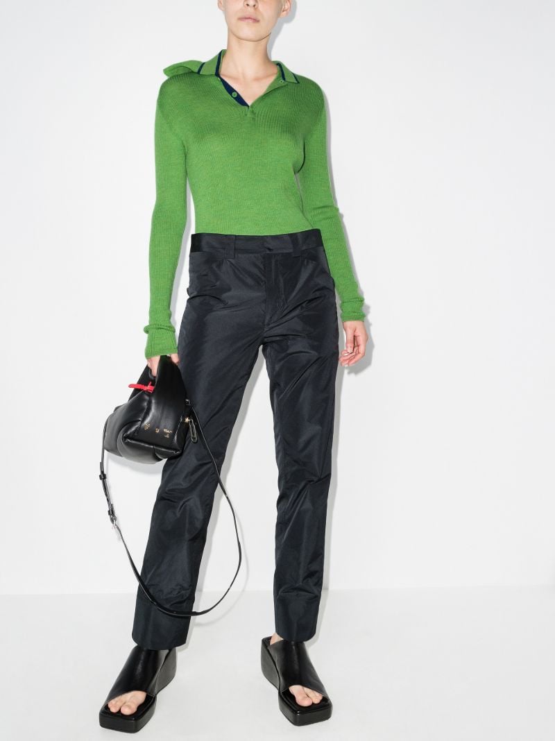 Double Neckline Ribbed Sweater