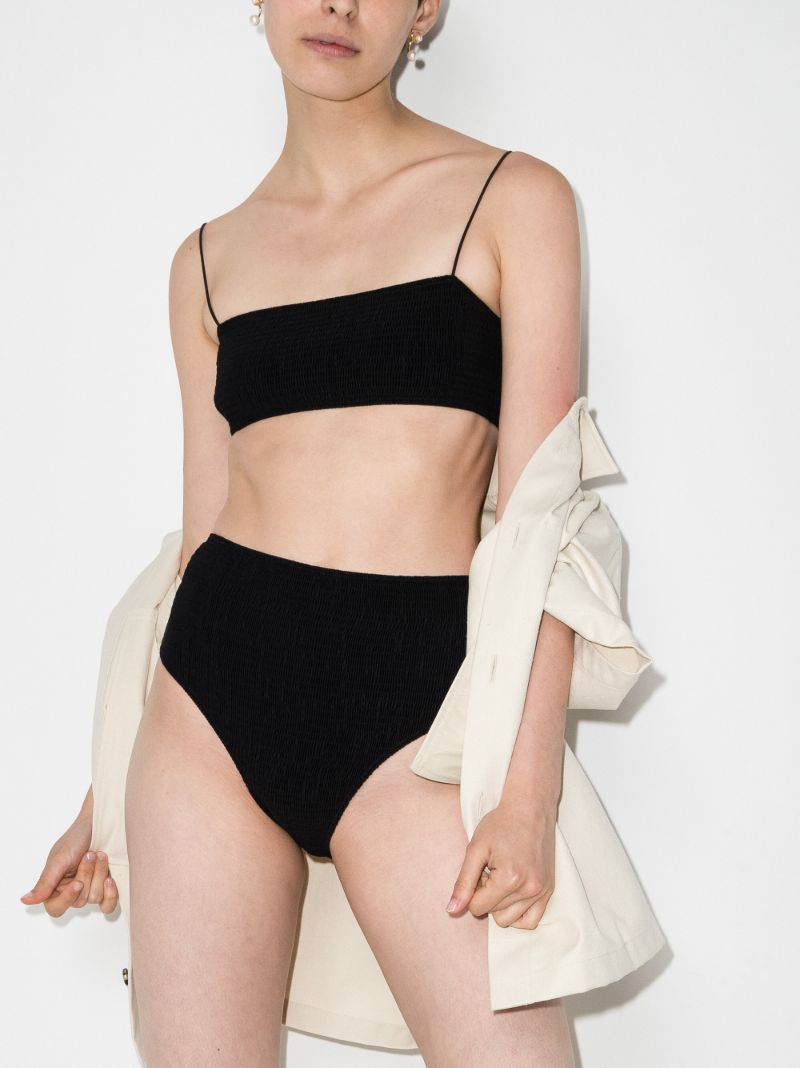 Black Smocked Bikini Top