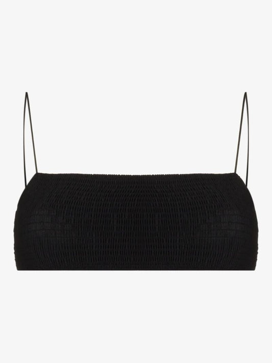 Black Smocked Bikini Top