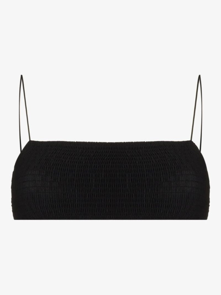 Black Smocked Bikini Top