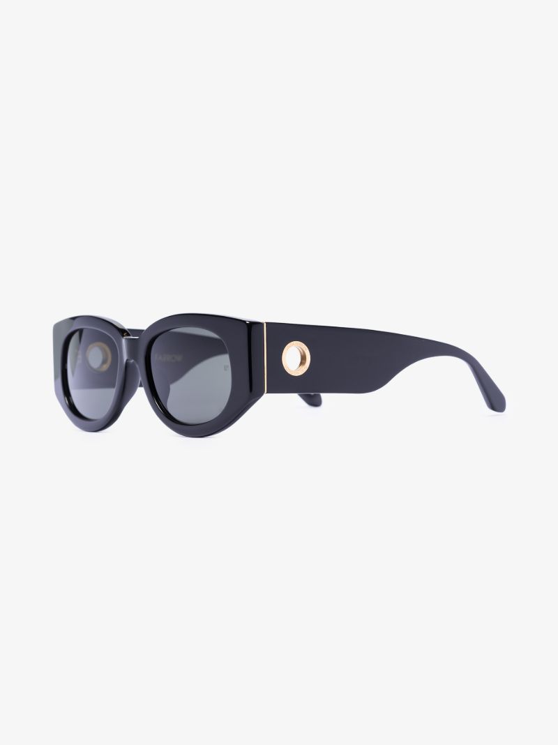 Black Debbie D-frame Oval Sunglasses