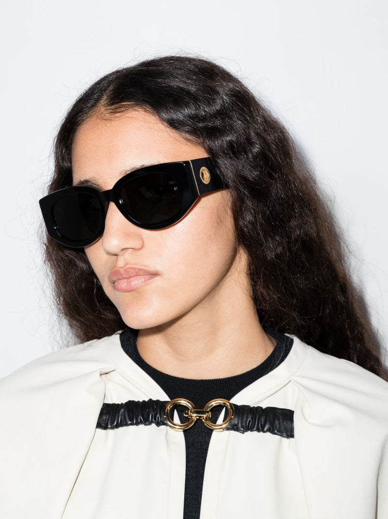Black Debbie D-frame Oval Sunglasses