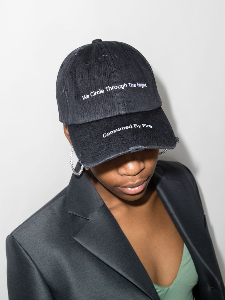 Black We Circle Embroidered Cap
