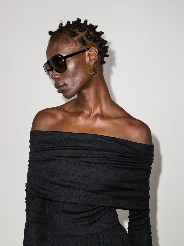 Black Bagur Aviator-style Sunglasses