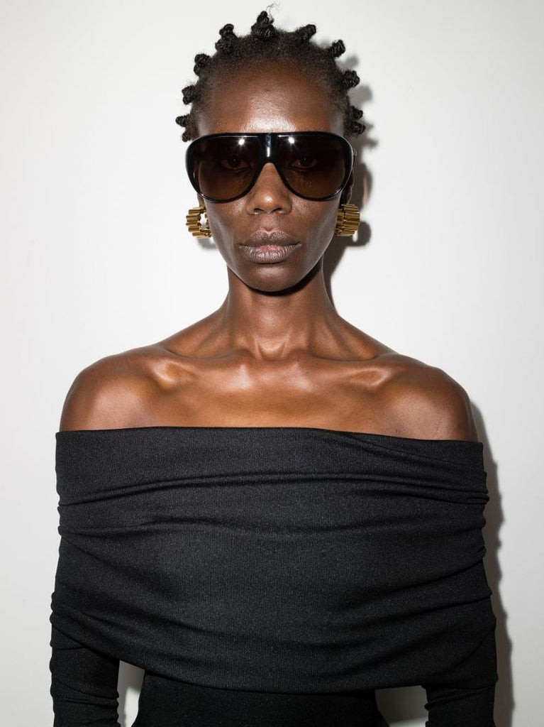 Black Bagur Aviator-style Sunglasses
