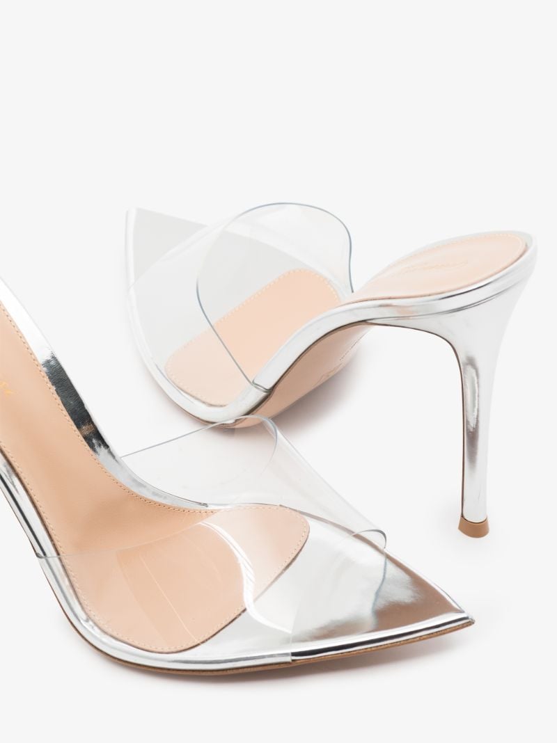 Silver Elle 105 Leather Mules