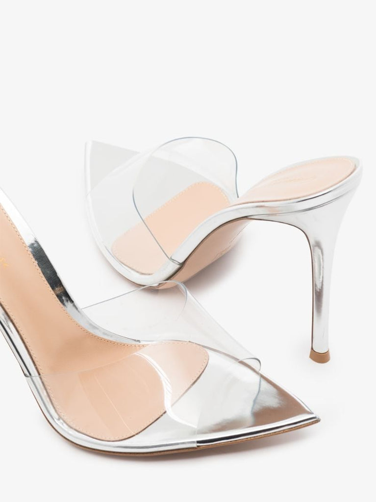 Silver Elle 105 Leather Mules