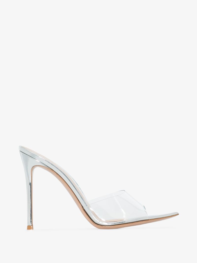 Silver Elle 105 Leather Mules