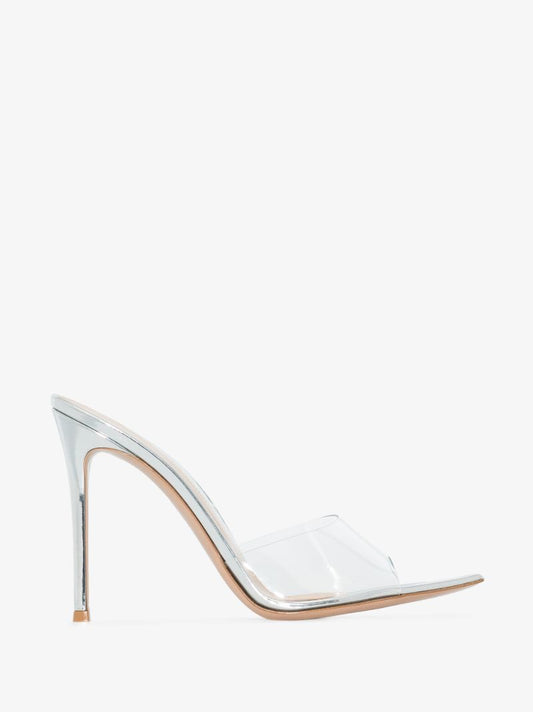 Silver Elle 105 Leather Mules