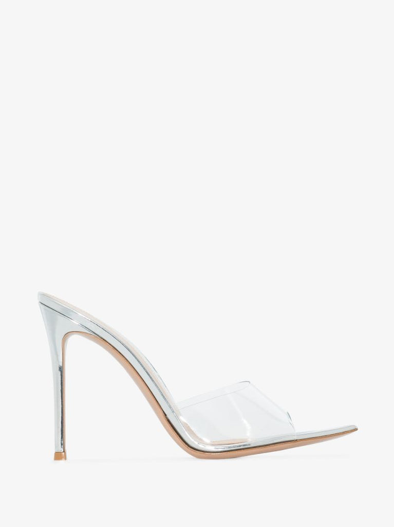 Silver Elle 105 Leather Mules