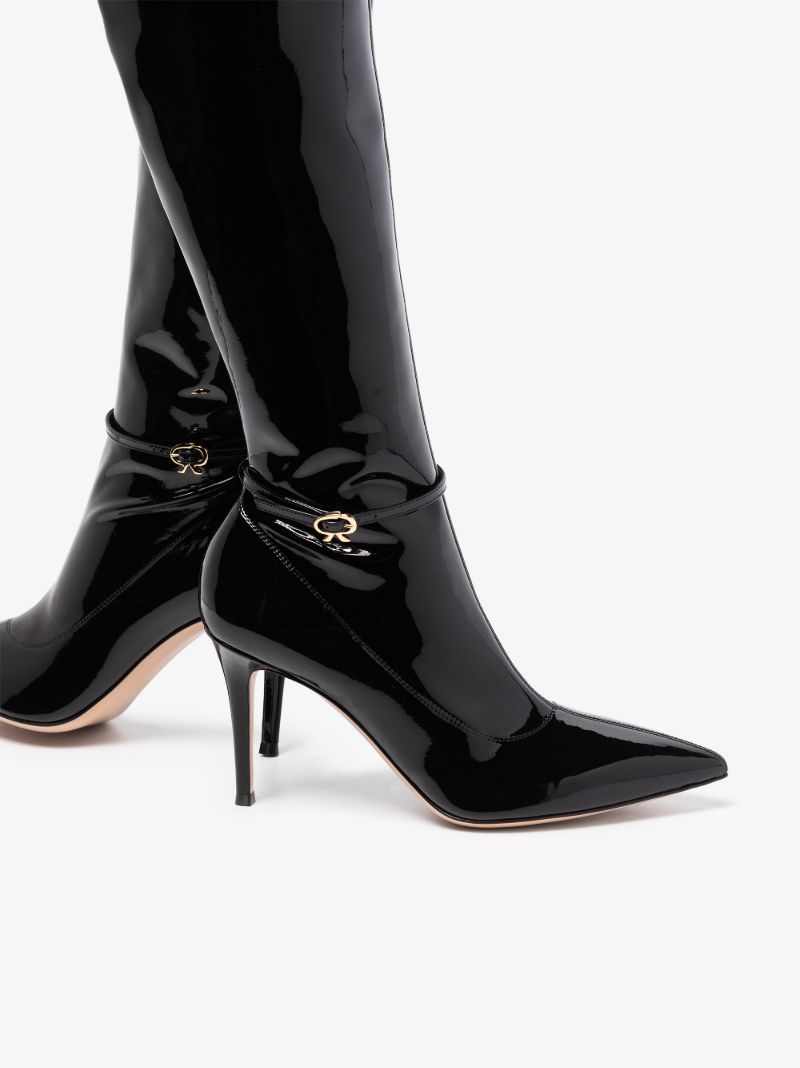 Black Ribbon 85 Thigh-high Leather Boots