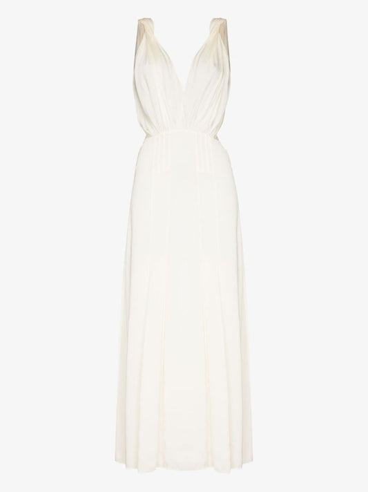 Pleated Silk Maxi Dress