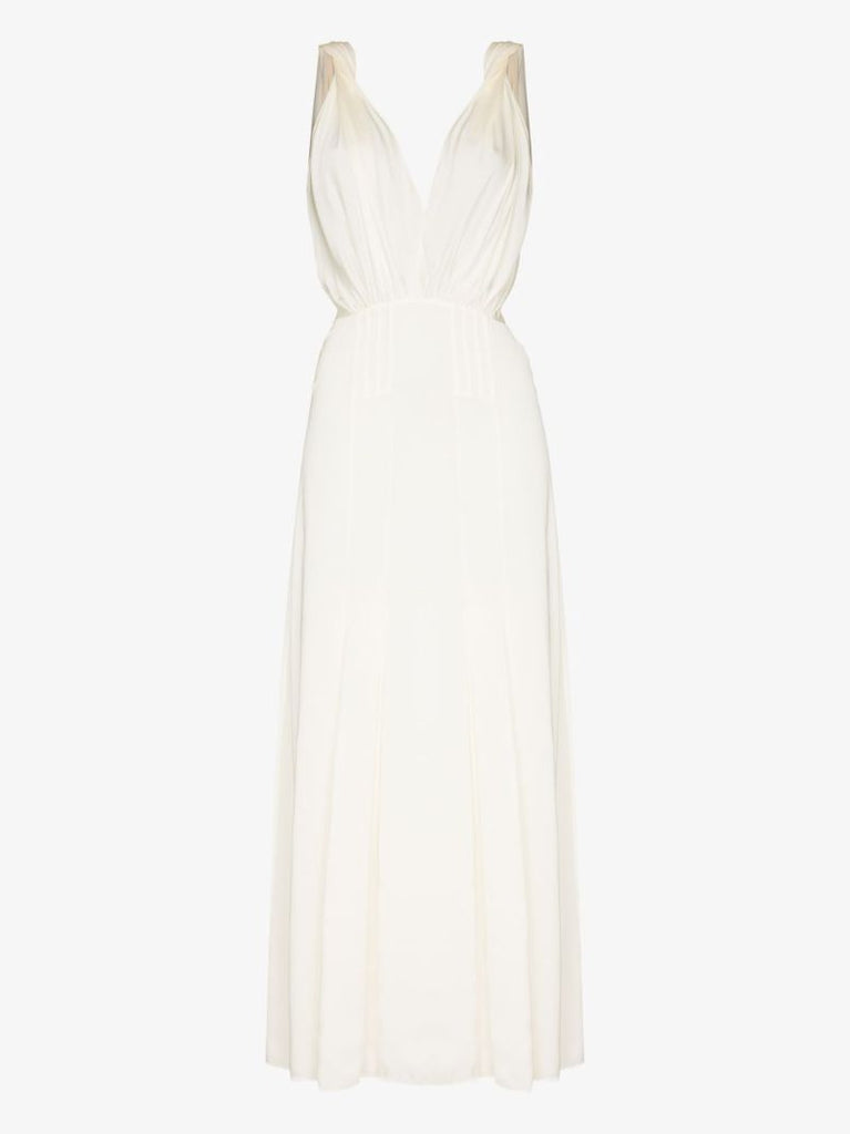 Pleated Silk Maxi Dress