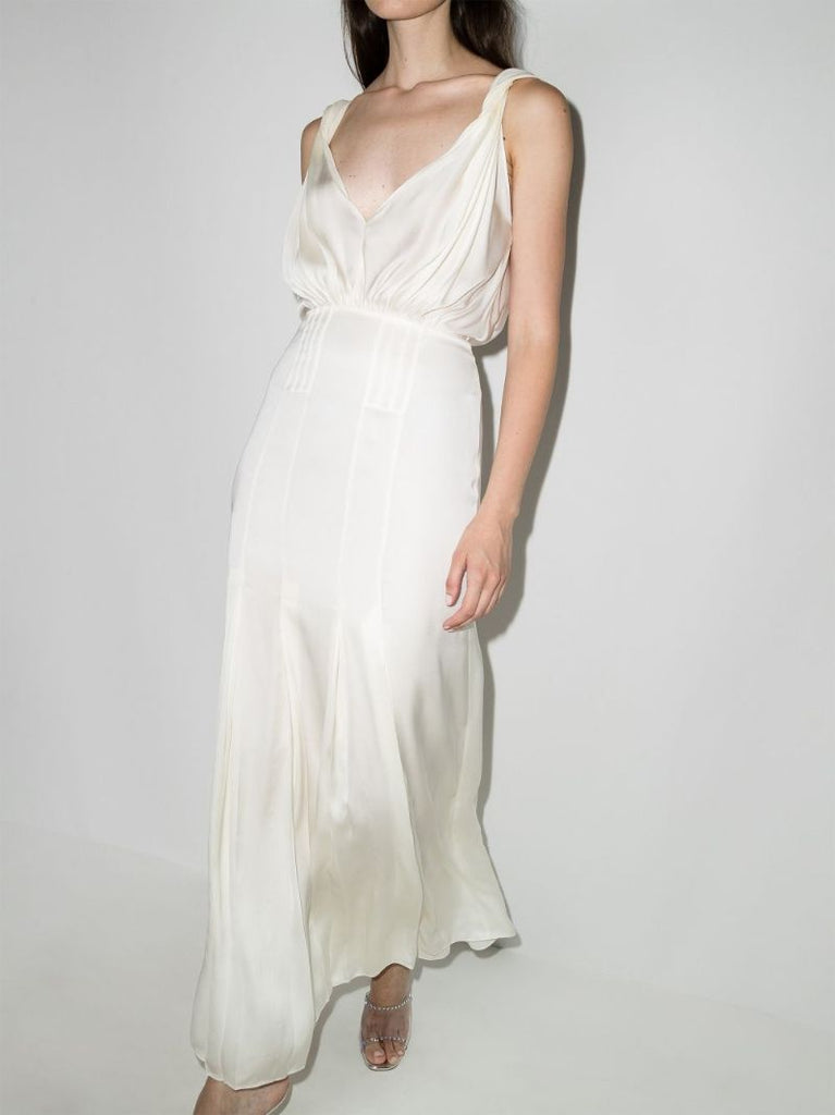 Pleated Silk Maxi Dress