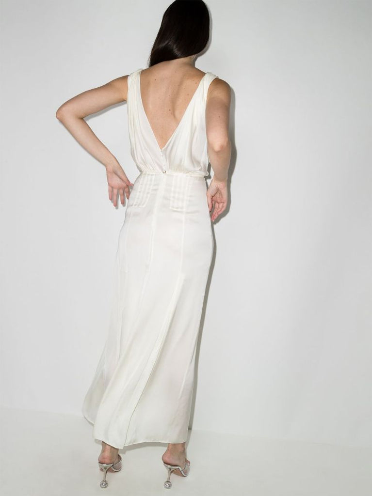 Pleated Silk Maxi Dress
