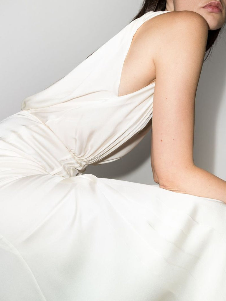 Pleated Silk Maxi Dress